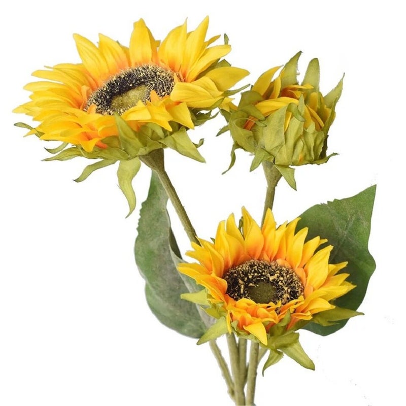 Htmeing Artificial Sunflowers Silk Flowers Fake Branches Decorative Plants Stems for Home Office Shop Decor (2pcs) - Image 1
